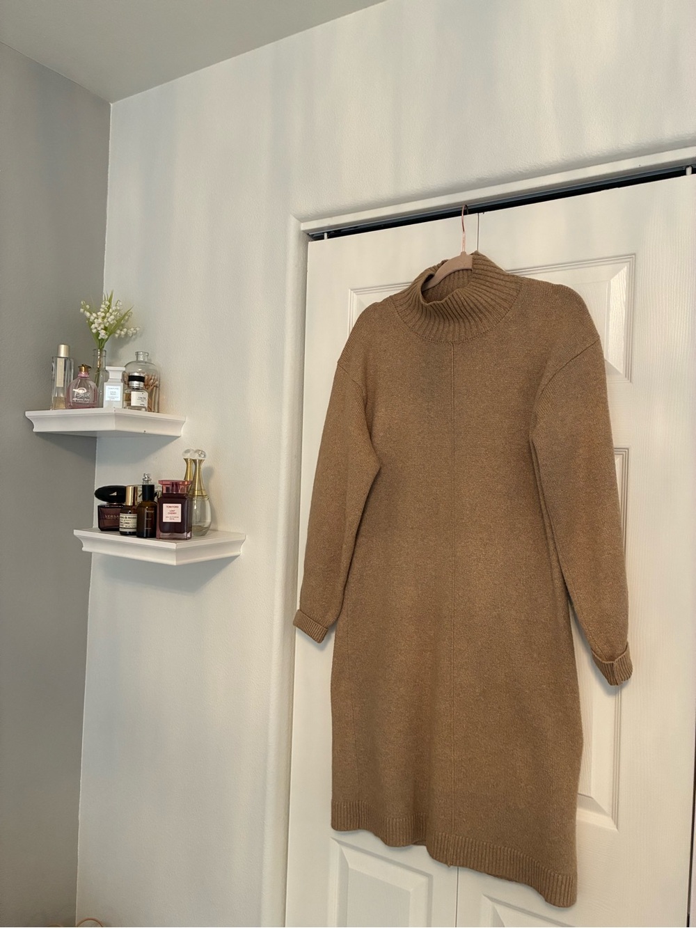Banana Republic Camel Knit Turtleneck Sweater Dress